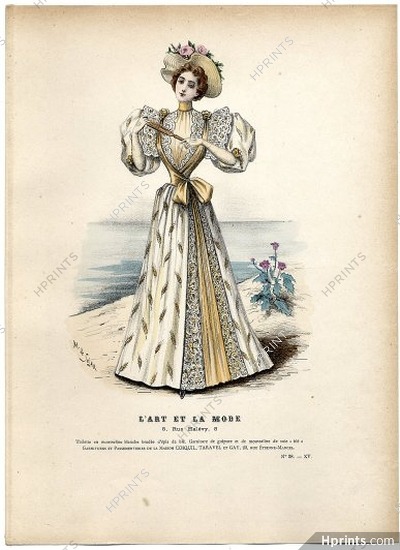 L'Art et la Mode 1894 N°28 Marie de Solar, colored fashion lithograph
