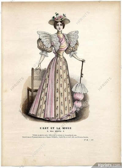 L'Art et la Mode 1894 N°29 Jules Hanriot, colored fashion lithograph, Umbrella