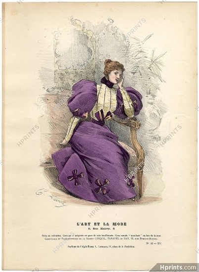 L'Art et la Mode 1894 N°42 Levilly, colored fashion lithograph
