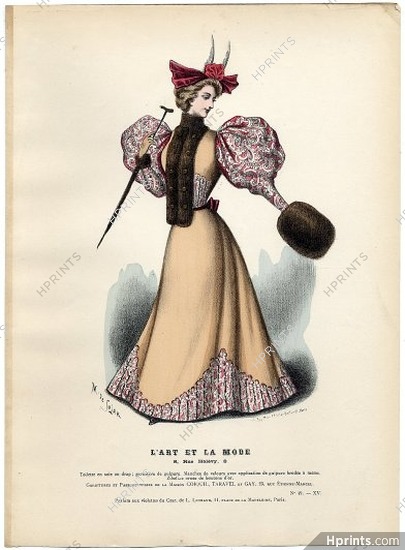 L'Art et la Mode 1894 N°49 Marie de Solar, colored fashion lithograph