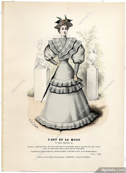 L'Art et la Mode 1893 N°22 Marie de Solar, colored fashion lithograph