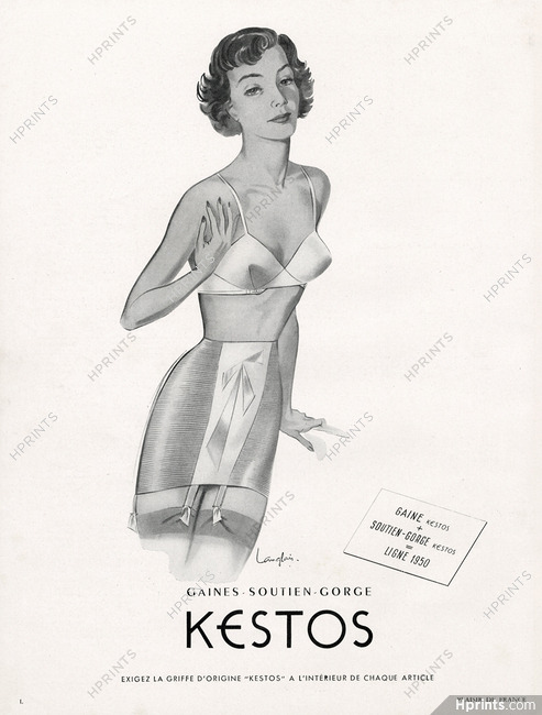 Kestos (Lingerie) 1950 Girdle, Bra, Langlais — Advertisement