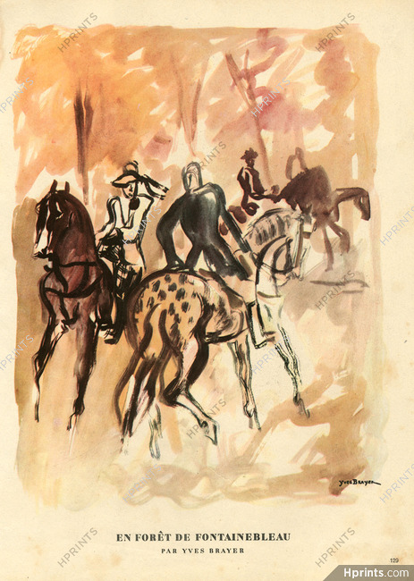 Yves Brayer 1947 "En forêt de Fontainebleau", Horse