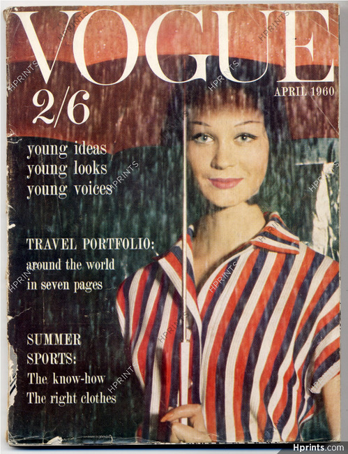 UK Vogue British Magazine 1960 April, Tony Armstrong Jones, Don Honeyman, Henry Clarke, Horvat, 218 pages