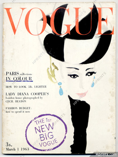UK Vogue British Magazine 1963 March, Paris Collections, Cecil Beaton