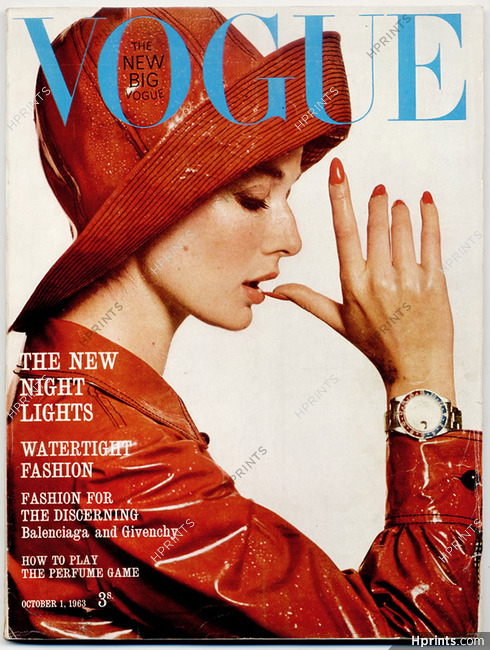 UK Vogue British Magazine 1963 October, Mary Quant, Brian Duffy, David Bailey, Balenciaga, Givenchy, Karen Radkai, 186 pages