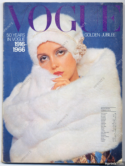 UK Vogue British Magazine 1966 October 15th, 50 years in Vogue