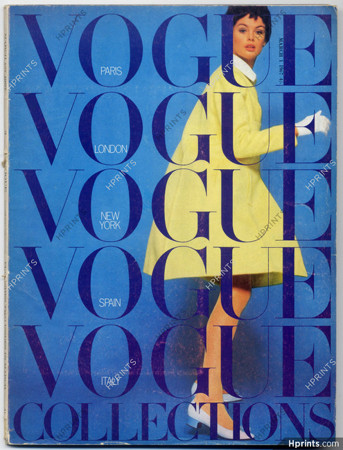 UK Vogue British Magazine 1967 March, Michael's yellow coat, David Bailey, Françoise Dorléac