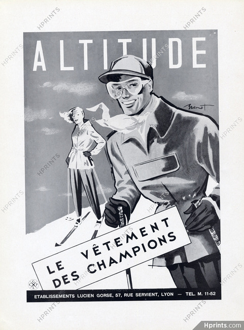 Brénot 1950 Altitude, le vêtement des champions, Skier