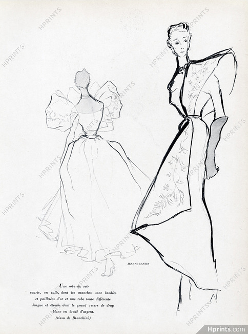 Simone Brousse 1949 Jeanne Lanvin, Evening Dress