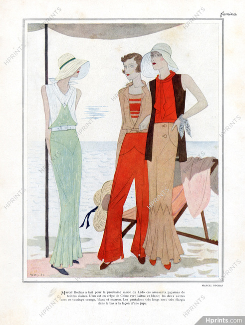 Jacques Demachy 1930 Marcel Rochas, Beachwear, Pantalon