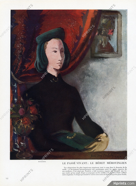 Paulette (Millinery) 1945 Béret Mérovingien, Jean-Denis Malclès