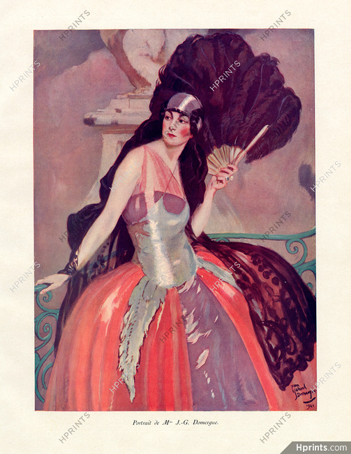 Jean-Gabriel Domergue 1921 Portrait de Mme J-G. Domergue, Elegant Parisienne