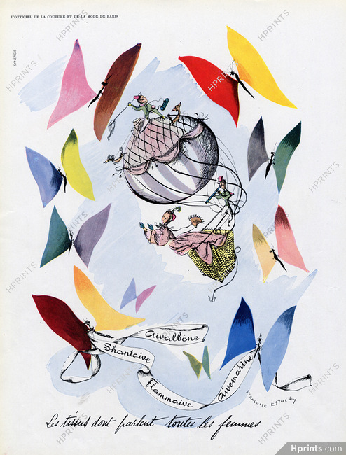 Françoise Estachy 1952 Fabric Butterfly, Hot-air Balloon
