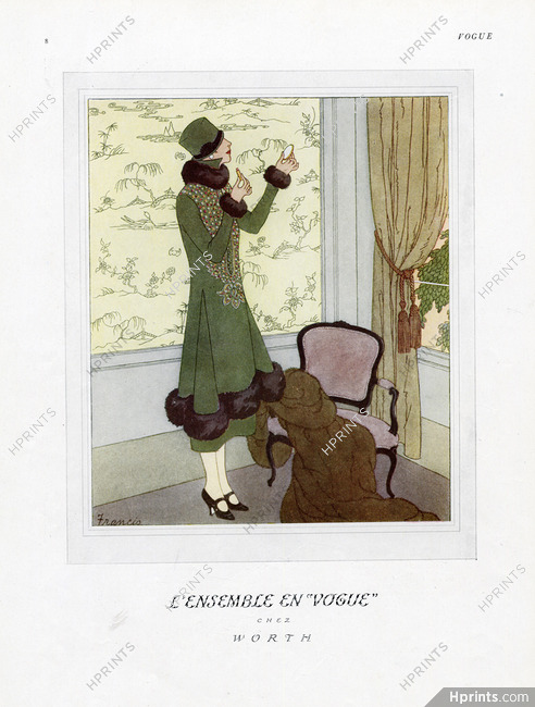 Worth 1924 "L'ensemble en Vogue" Coat and Fur, Francis