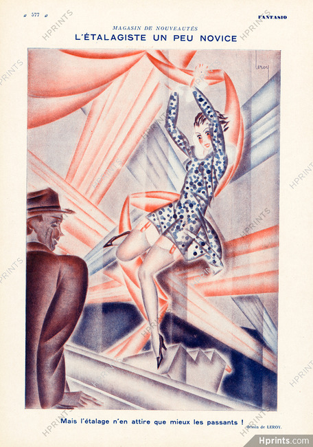 Leroy 1930 "L'Étalagiste un peu novice", Stockings Garters