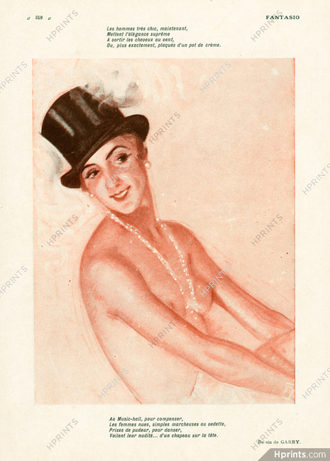 Garry 1930 Music-Hall, Topless Dancer with Top Hat