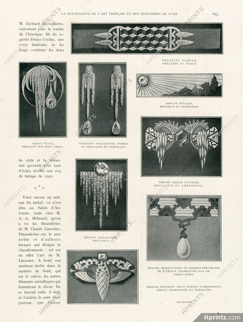 Dusausoy 1922 Bracelet, Pendants, Brooch Art Deco Style