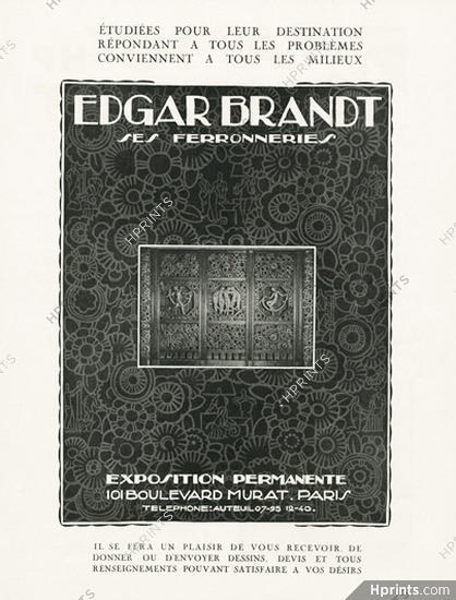 Edgar Brandt 1924 Ferronneries, Ironwork of art