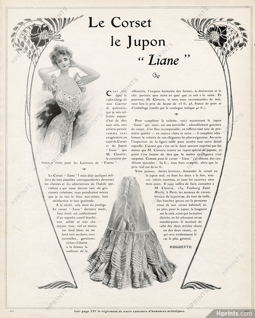 Claverie (Corsetmaker) 1904 Corset & Jupon "Liane"