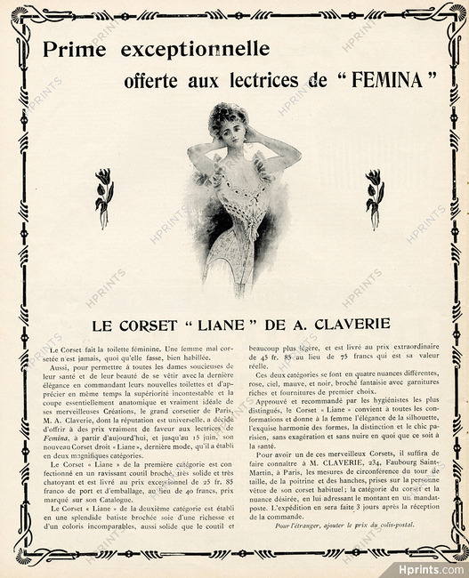 Claverie (Corsetmaker) 1904 Corset "Liane"