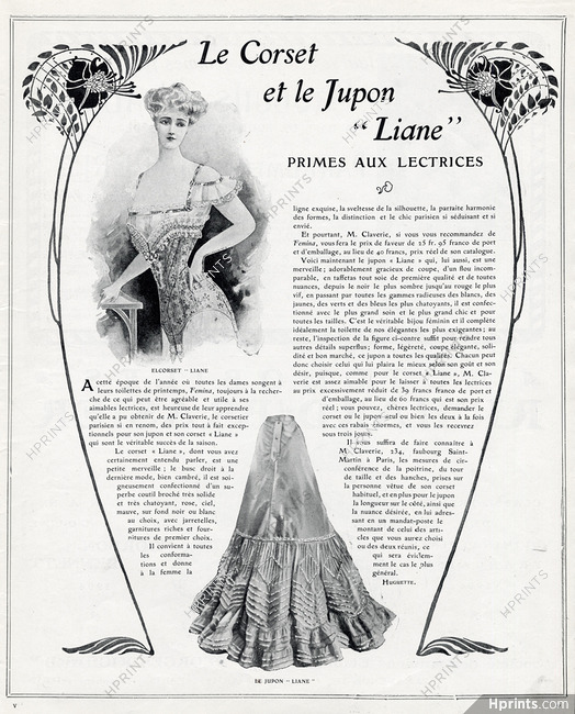 Claverie (Corsetmaker) 1905 Corset & Jupon "Liane"