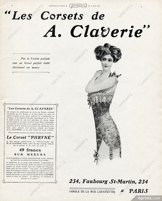 Claverie (Corsetmaker) 1909 Corset "Phryné"