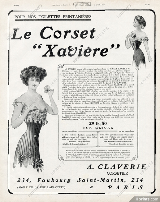 Claverie (Corsetmaker) 1909 Corset "Xavière"
