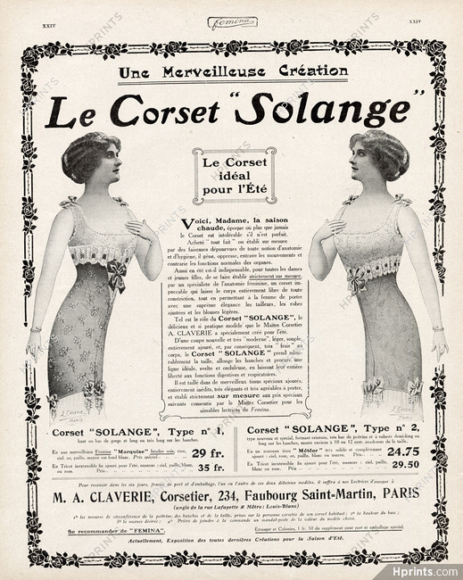 Claverie (Corsetmaker) 1912 Corset "Solange"