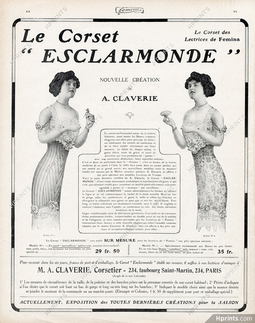 Claverie (Corsetmaker) 1912 Corset "Esclarmonde"