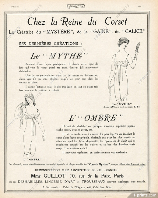 Mme Guillot (Corsetmaker) 1913 Corsets l'Ombre et le Mythe