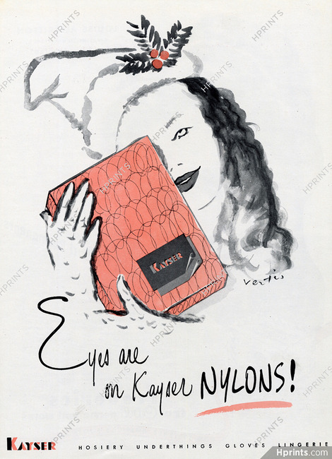 Kayser (Hosiery, Stockings) 1945 Nylons, Marcel Vertès
