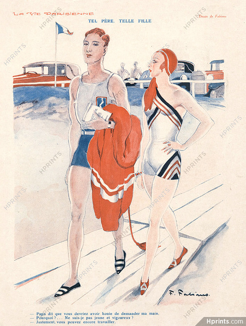Fabiano 1929 "Tel Père, Telle Fille" Bathing Beauty, Swimwear