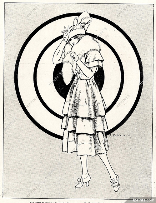 Fabiano 1916 Elegant Parisienne Fashion Illustration