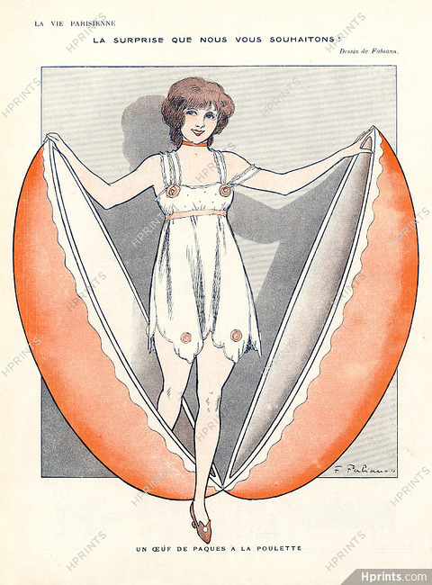 Fabiano 1916 ''Un Oeuf de Pâques à la Poulette" Easter, sexy looking girl