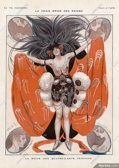 Vald'Es 1920 "La Vraie Reine des Reines" La Reine des Quatre-Z-Arts, Music Hall Chorus Girl