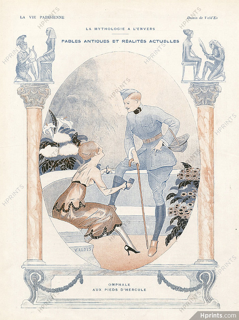 Vald'Es 1916 ''Omphale aux pieds d'Hercule'' Lovers, Soldier