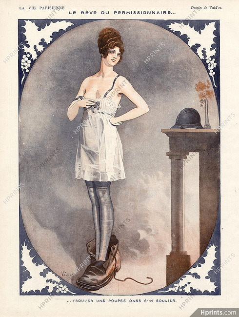 Vald'Es 1916 ''Le rêve du permissionnaire'' sexy looking girl, ww1
