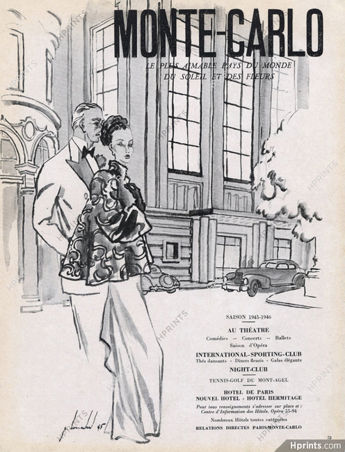 Monte Carlo 1946 Sporting Club, Elegant, Evening Gown, Pierre Louchel