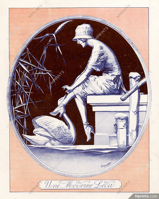 Hérouard 1919 "Une Moderne Leda" swan