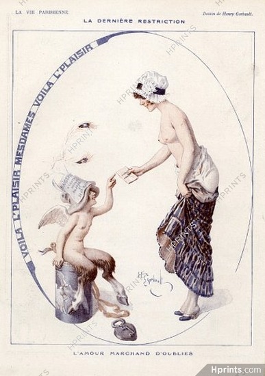 Henry Gerbault 1919 "La Dernière Restriction" Vendeur de Baisers, Angel Faun