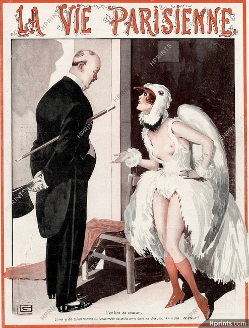Léonnec 1921 La Vie Parisienne, Topless Bird Disguise Costume