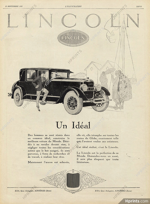 Lincoln 1926 Un Idéal