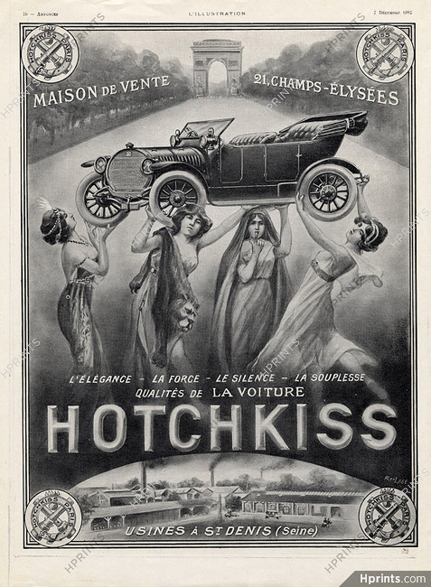 Hotchkiss 1912 Alex Lagé, Arc De Triomphe, Champs-Elysées