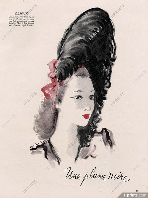 Reboux 1945 André Dignimont, Feather Hat