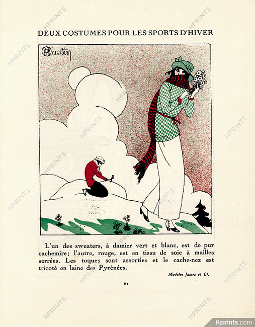 Charles Martin 1912 "Deux costumes pour les sports d'hiver" Gazette du Bon Ton