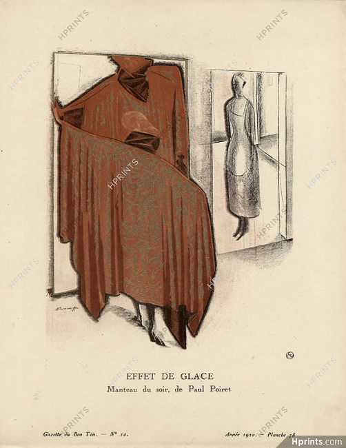 Effet de Glace, 1920 - Alexandre Iacovleff, Manteau du soir de Paul Poiret. La Gazette du Bon Ton, n°10 — Planche 78