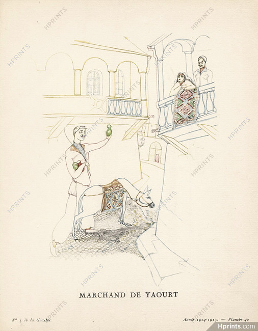 Marchand de Yaourt, 1924 - Lado Goudiachvili. La Gazette du Bon Ton, 1924-1925 n°5 — Planche 40