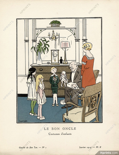 Le Bon Oncle, 1914 - Carlègle, Costumes d'enfants. La Gazette du Bon Ton, n°1 — Planche II