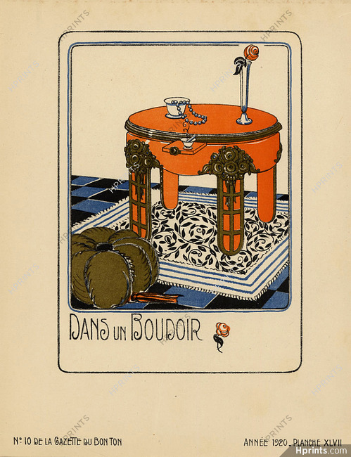 Dans un Boudoir, 1920 - Bagge & Huguet. La Gazette du Bon Ton, n°10 — Planche XLVII